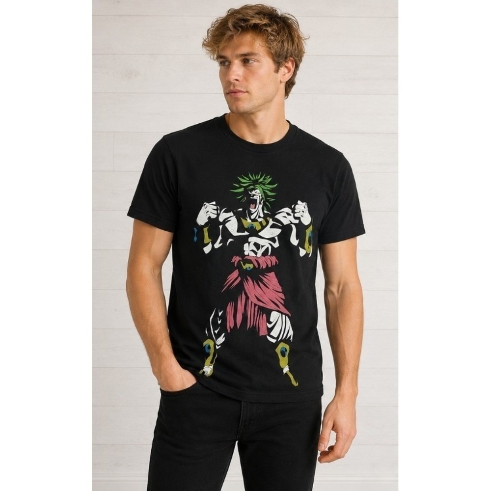 Dragon Ball Z Broly T Shirt Black Front Back Graphic Anime Manga DBZ Sz M L300